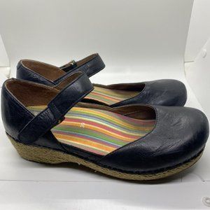 Dansko Black Leather Wedges